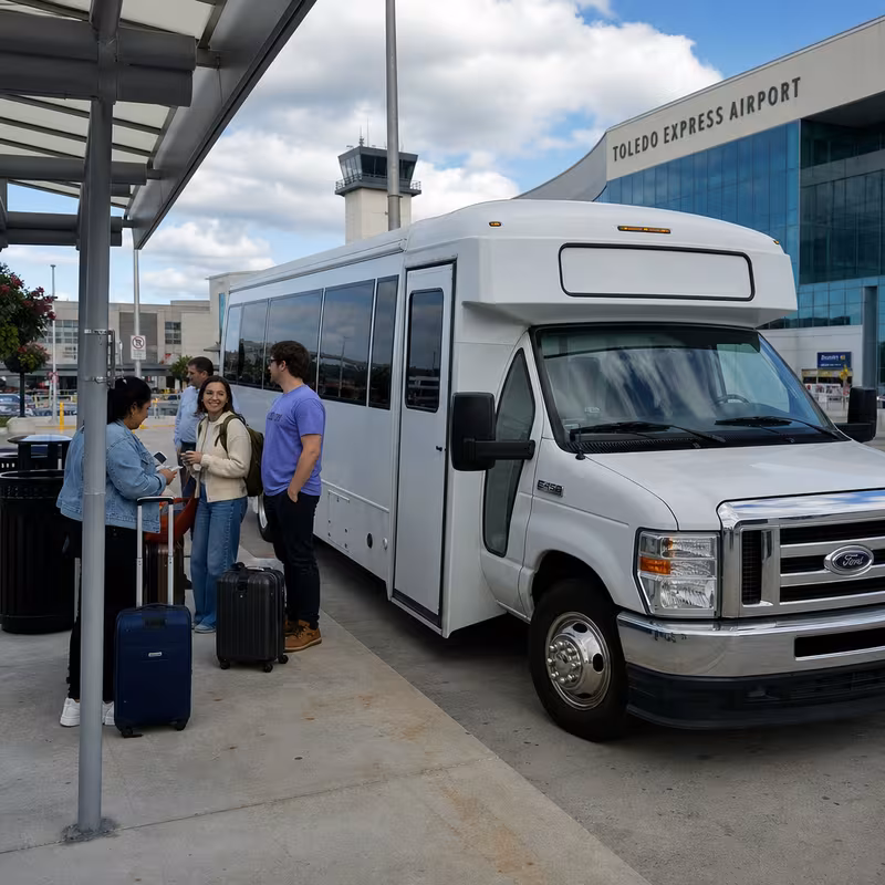 Black Mercedes Sprinter van staged for an Toledo Airport Transportation group