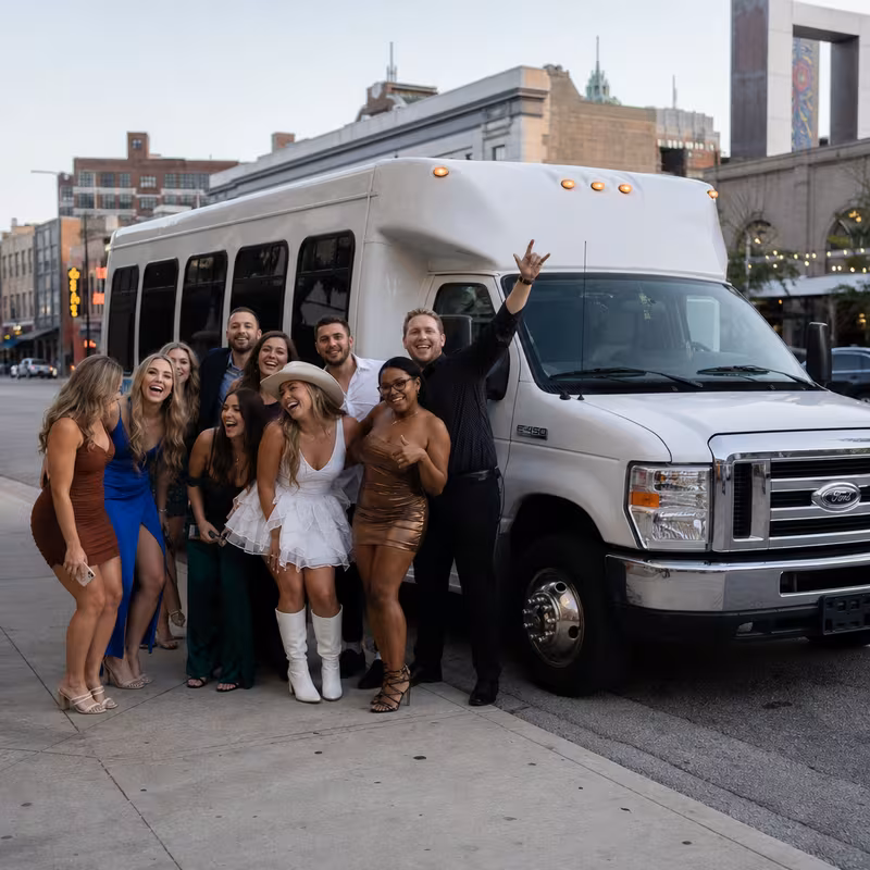 Black Mercedes Sprinter van staged for an Toledo Bachelor & Bachelorette Transportation group