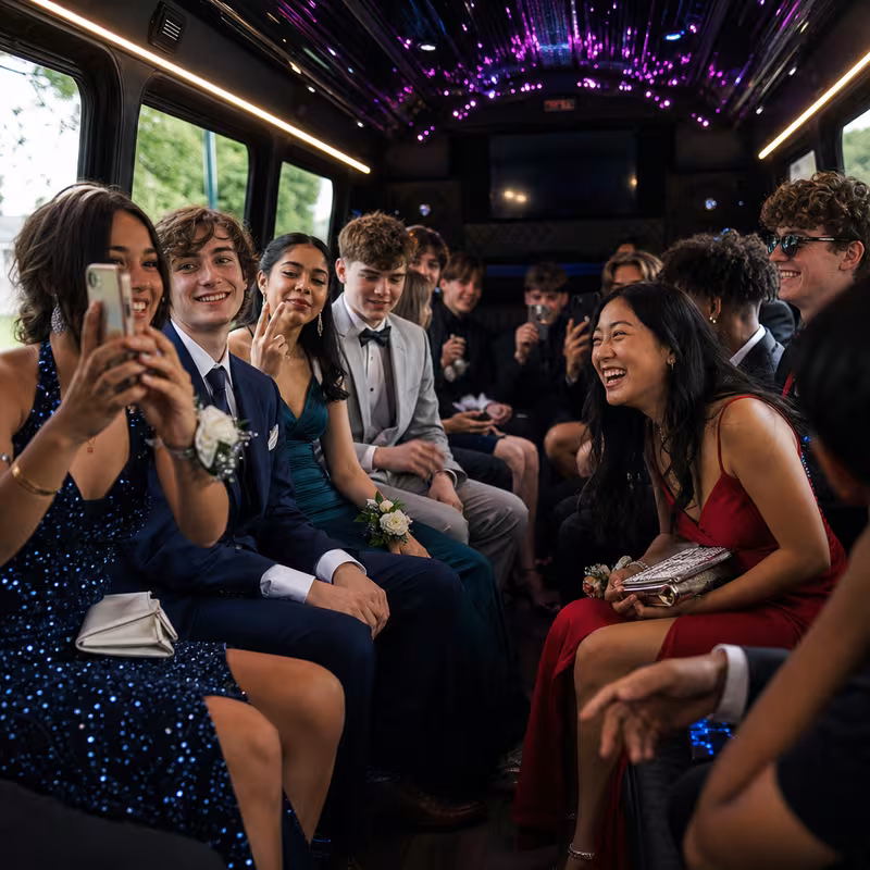 Black Mercedes Sprinter van staged for an Toledo Prom & Homecoming Transportation group
