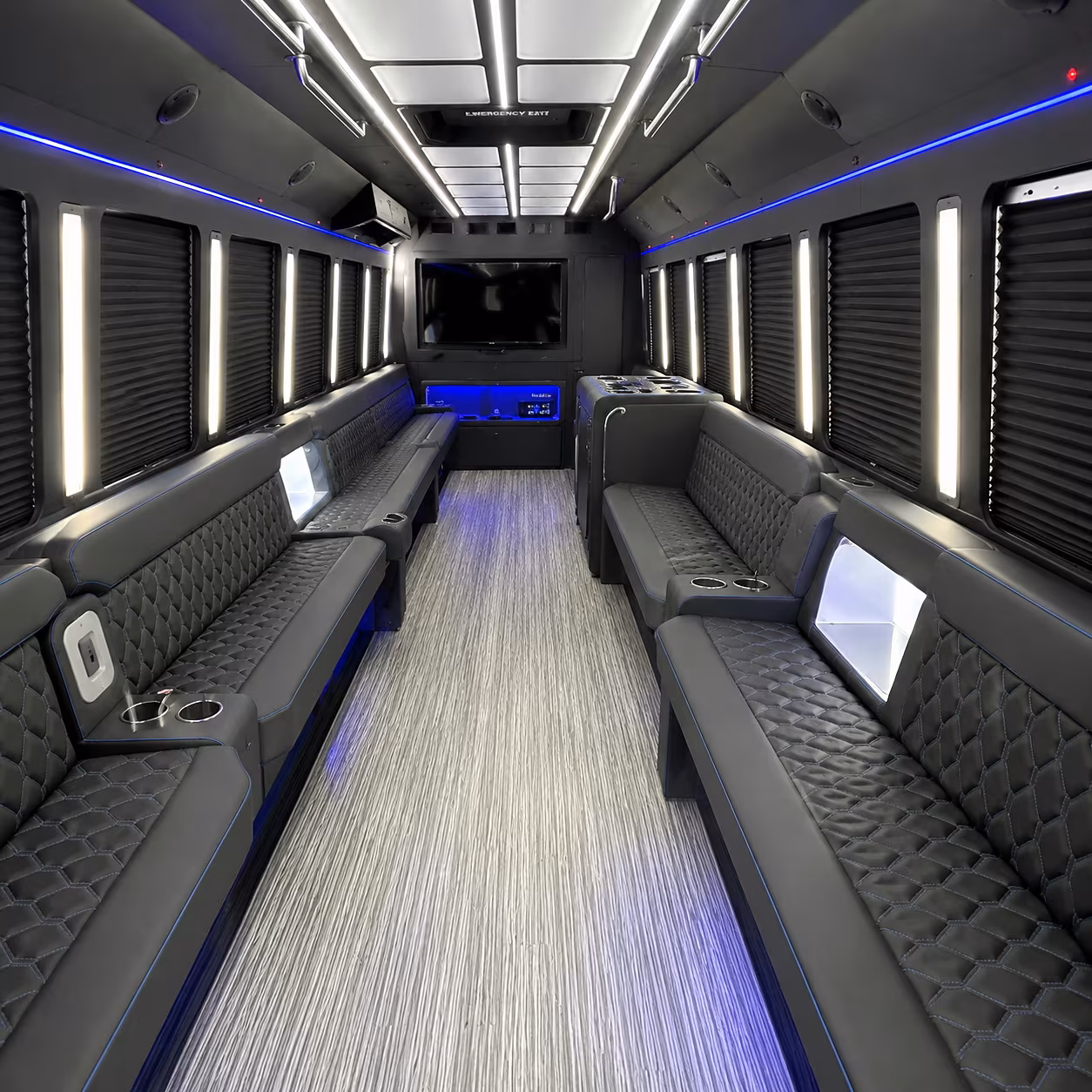 Toledo Birthday, Sweet 16, & Quinceañera Transportation party bus interior