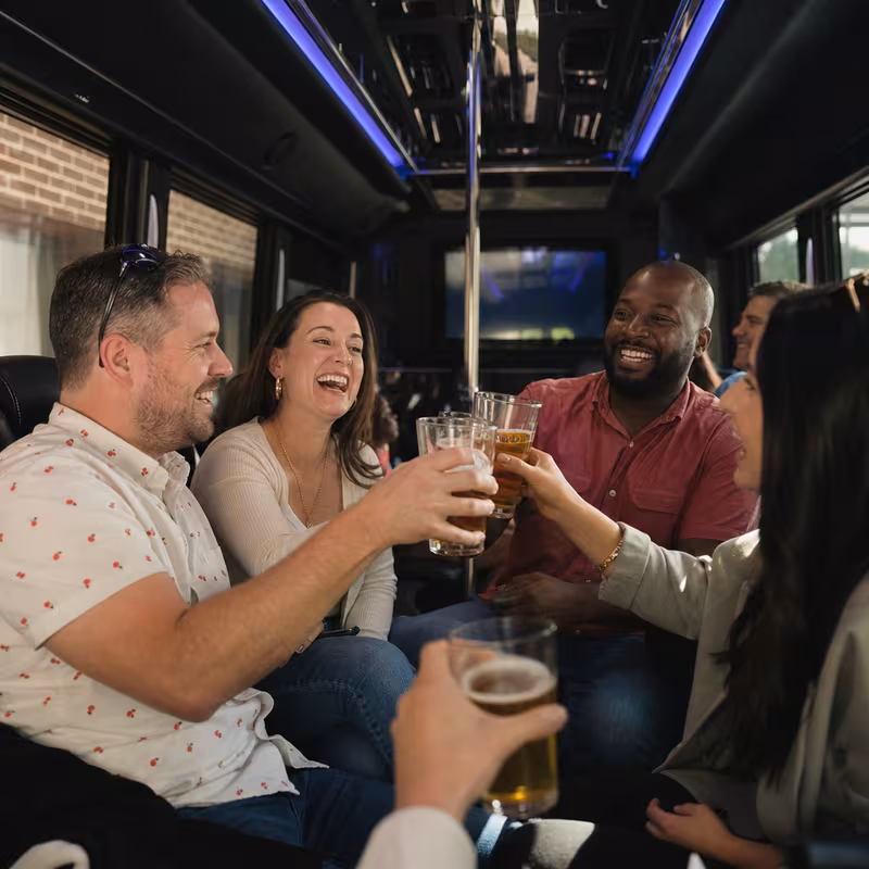 Black Mercedes Sprinter van staged for an Toledo Winery & Brewery Tour Transportation group