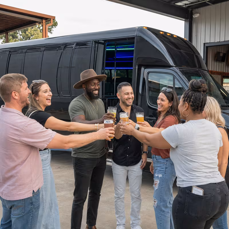 Passengers loading luggage while boarding an Toledo group shuttle